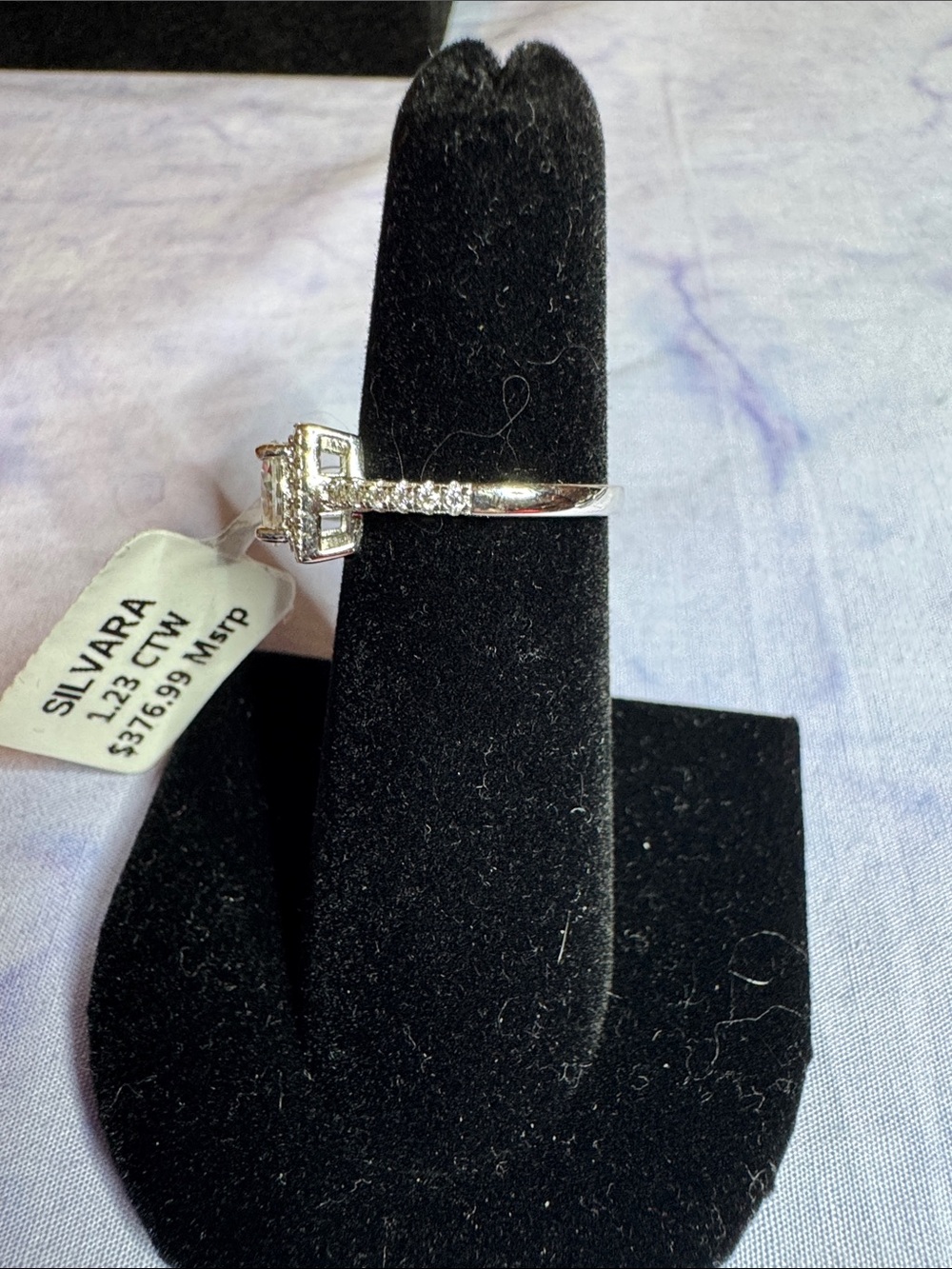 925 Sterling Silver & Moissanite Square Halo Ring - Picture 3 of 3